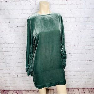 COS Velvet Holiday Dress Blue-Green Long Sleeve 6